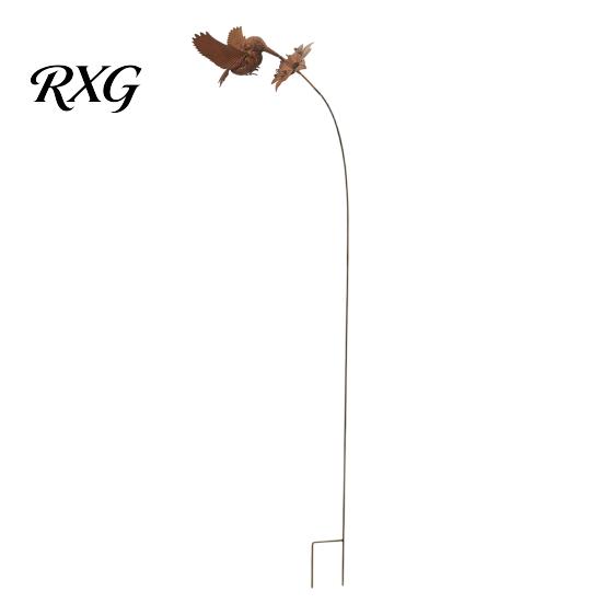 Decorative Metal Stakes for Yard Wrought Iron Hummingbird Flower Garden Stake, Art, Weatherproof Inserts Anti-Rust Decor Sign Balcony Windowsill