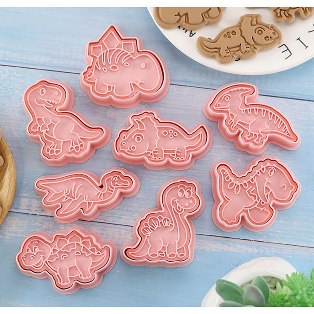 Dinosaur Cookie Mold Cute Food Grade Plastic 3D Animal Baking Cutter for Biscuits Cakes Desserts Crafts