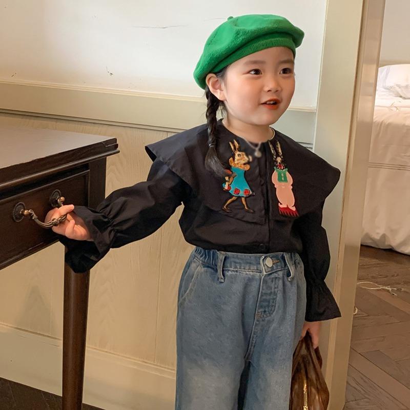 Детская рубашка, однобортный, с пышными рукавами, приятный для кожи и дышащий базовый топ