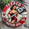 Старинный знак Texaco Oil. 7,8-дюймовый круглый погодостойкий алюминиевый светильник для гаража, крыльца или кофейни.