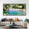 Abstract Swan Waterfall Lotus Canvas Painting Wall Art Modern Nordic Landscape Posters And Prints For Living Room Home Decor