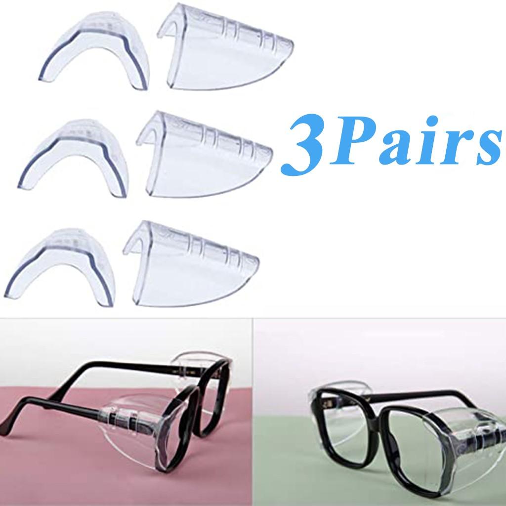 3 Pairs Side for Eye Glasses Slip On Safety Glasses Shield Universal