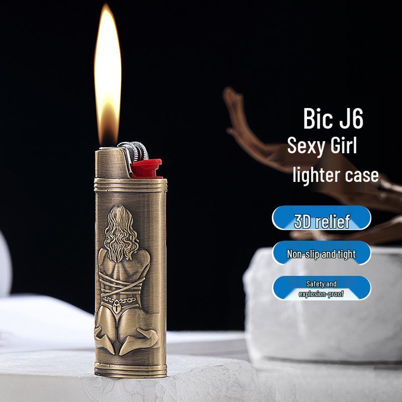 BIC Sexy Goddess Large Metal Lighter Cover - Protective Case for Big J6 Lighters