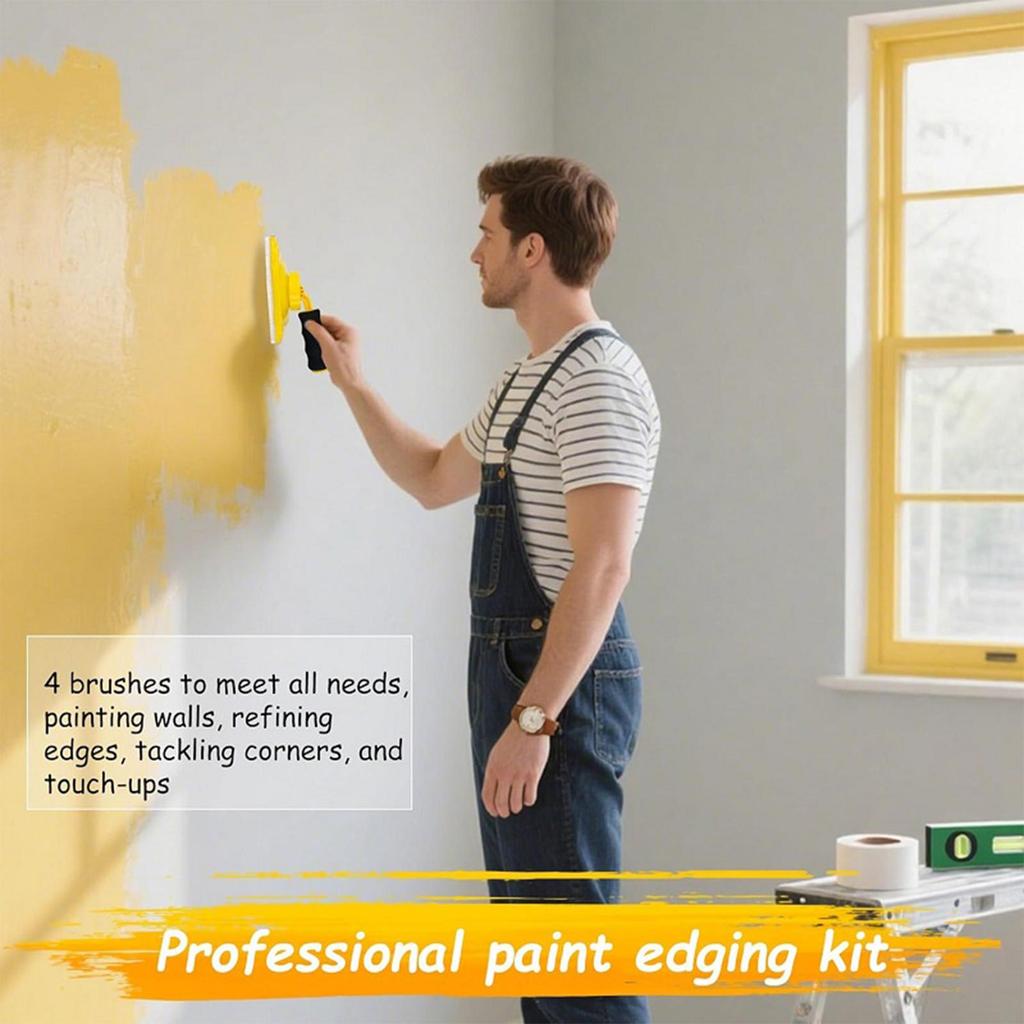 Edge Painting Tool Corner Applicator Kit 360 Degree Rotation Handle Paint Pad Tray Set For Home Renovation Wall Ceiling Door