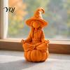 3D Printed Pla Ornaments Meditating Witch Figurine on Pumpkin Base, Minimalist Personalized Holiday Party Decor Halloween Autumn Desktop Statue,