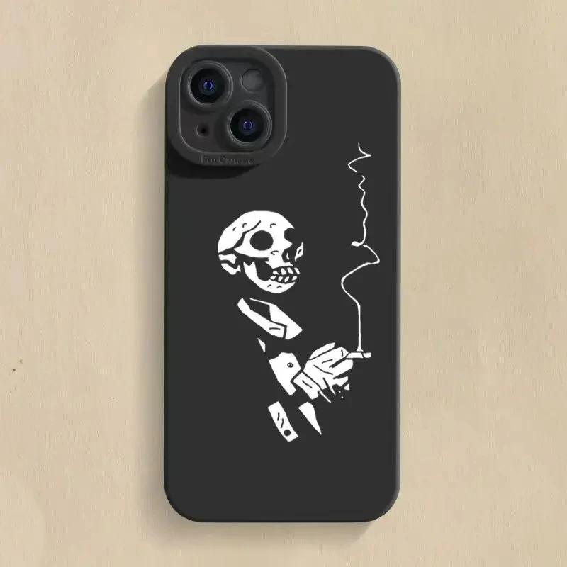 Мягкий силиконовый чехол со скелетом и черепом для iPhone 11, 12, 13, 14, 15 Pro Max X XS XR 7 8 Plus SE2, противоударный мини-бампер, задняя крышка
