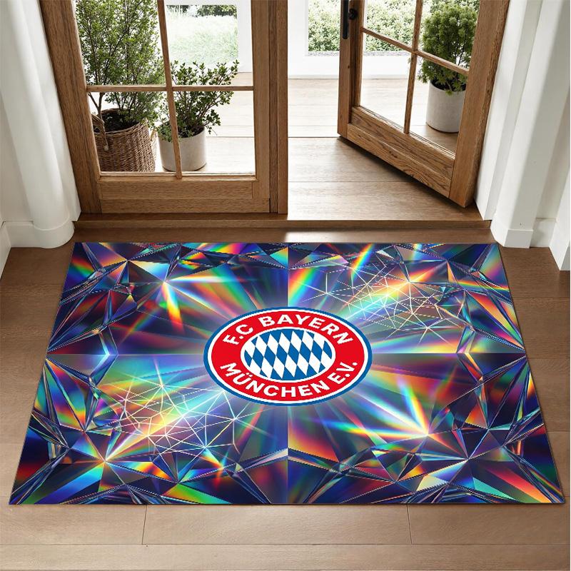 Bayern Munich Design Crystal Velvet Rug Soft Decorative Mat for Bedroom Entrance