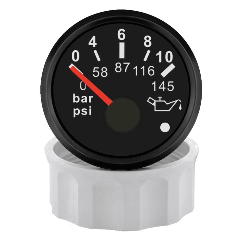 ELING 52mm Oil Pressure Gauge 0-5Bar 0-73PSI 0-10Bar 0-145PSI Indicator meter with Red Backlight with Alarm for Yachts Forklift