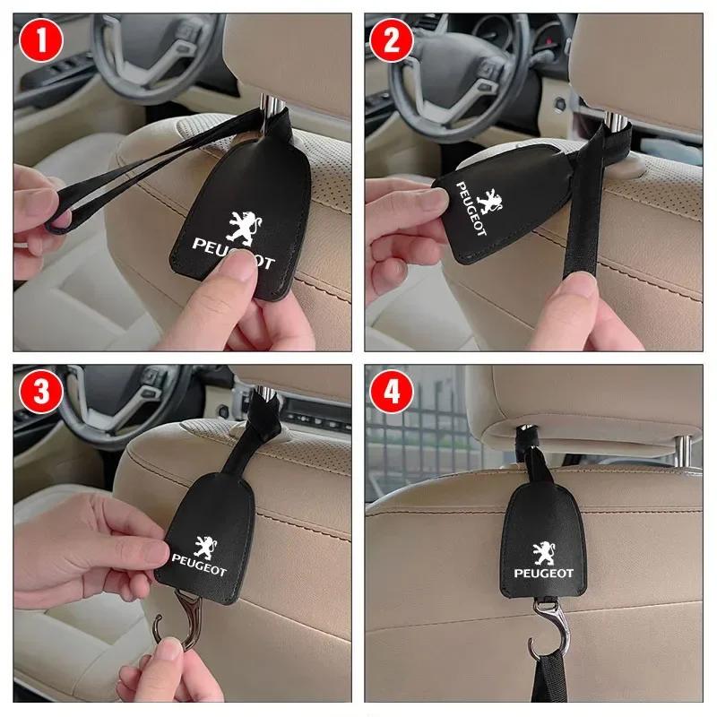 Кожаные крючки на спинку автомобильного сиденья Портативная вешалка для сумок Для Peugeot 206 307 308 3008 207 208 407 508 2008 107 106 205 Аксессуары