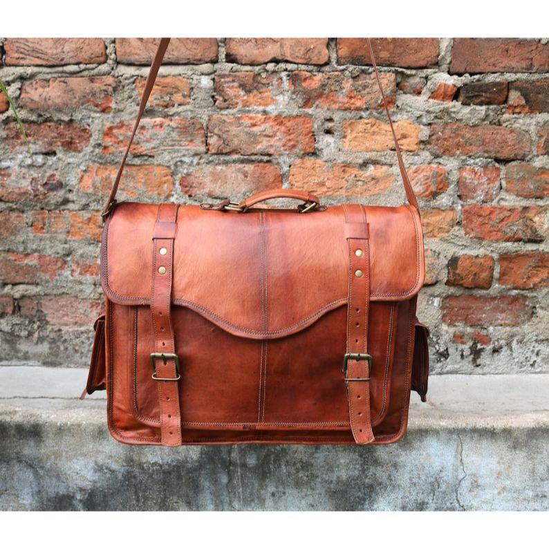Персонализированная сумка-мессенджер из натуральной кожи, сумка для ноутбука, сумка через плечо, подарок для мужчин, офисная сумка, рабочий портфель, большая сумка, деревенская сумка
