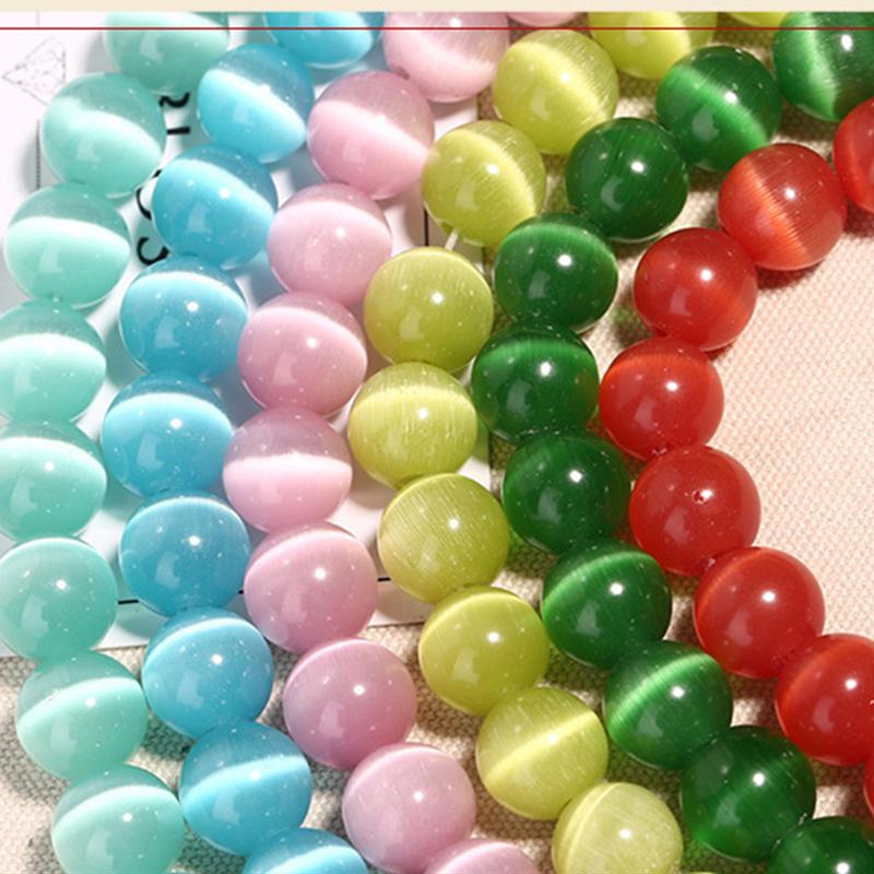 Креативные свободные бусины, подвеска для изготовления ювелирных изделий, сделай сам, для ожерелья, браслета, круглые 100-50 шт. 4-8 мм, натуральный кошачий глаз опал