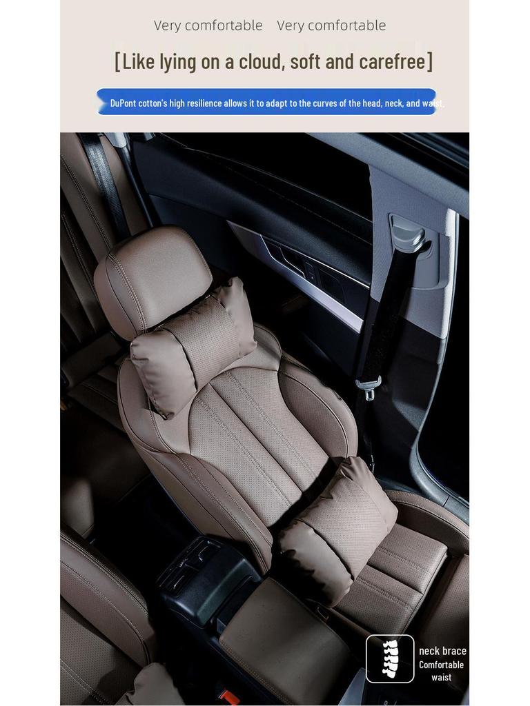 Honda CRV, Accord, Breeze, Civic, Odyssey Headrest: Leather Lumbar Support & Neck Protector