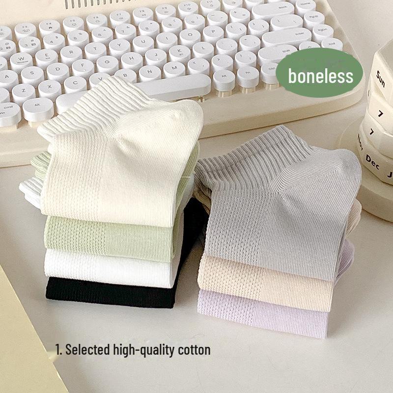 Women's Thin Mesh Breathable Cotton No-Show Socks - Spring & Summer