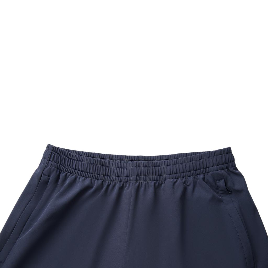 Li Ning Серия Fitness Однотонные Шорты спортивные мужские с завязками на средней посадке, быстросохнущие, прямого кроя, цвет чернильно-синий AKSV111-21