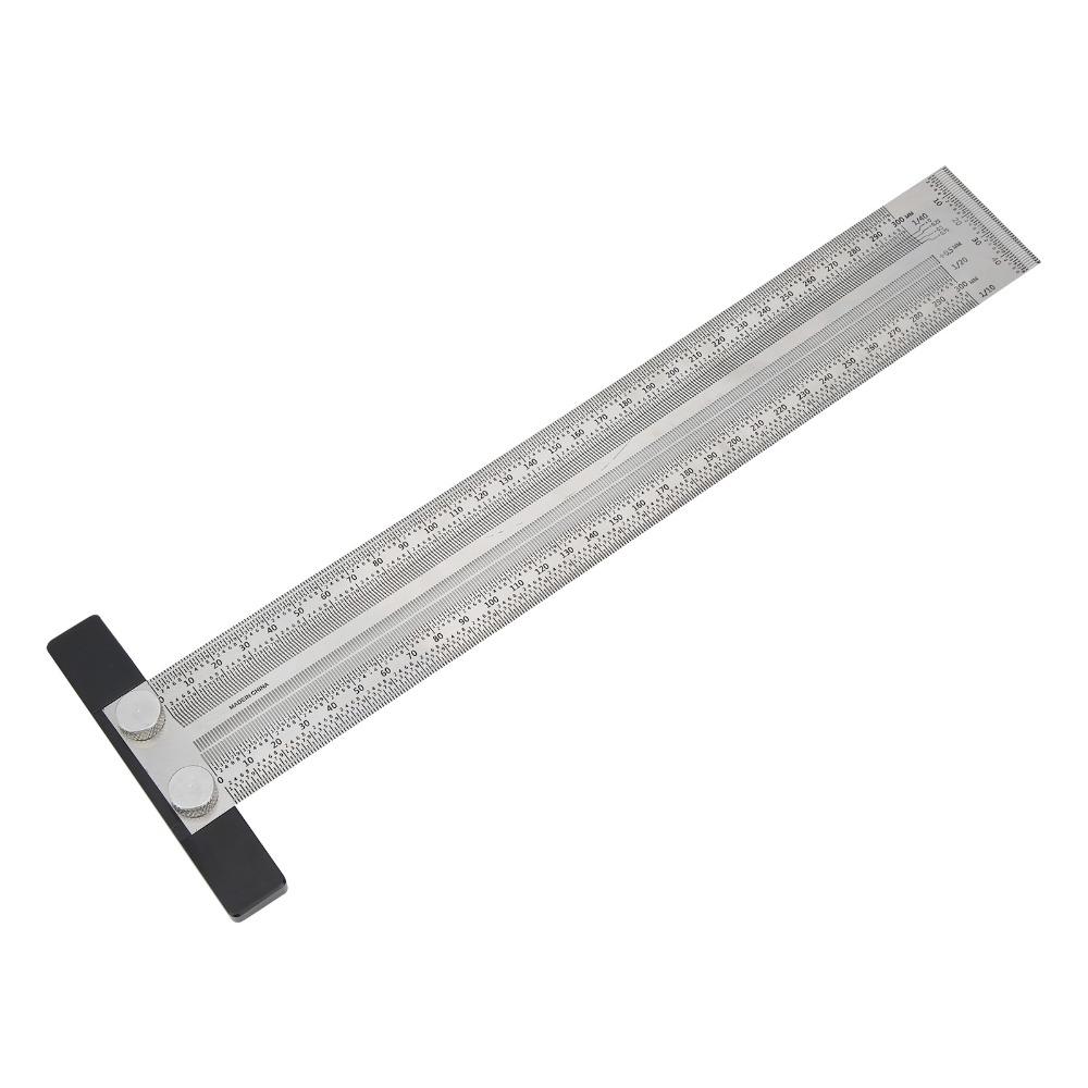 300mm Hole Ruler Stainless Steel Scribing Ruler Portable T-Rule Woodworking Measurement