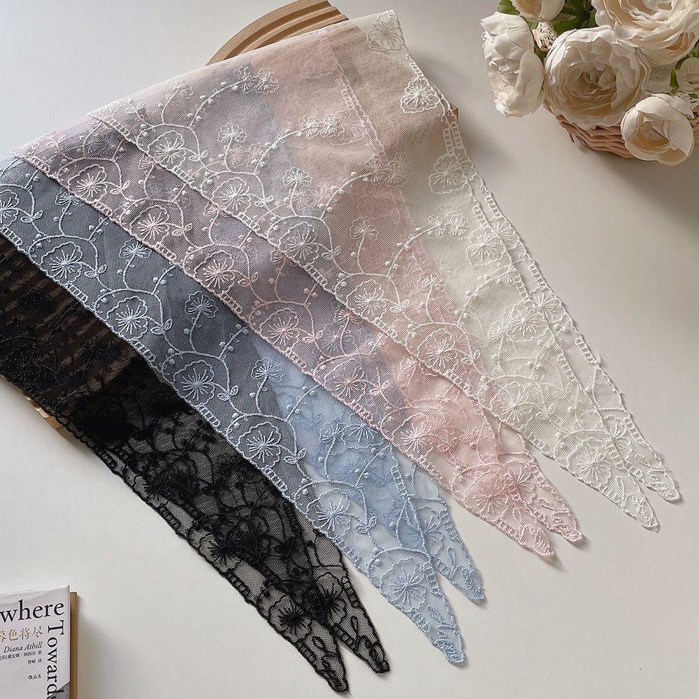 Embroidered Flower Shawl Elegant Headscarf Fashion Triangle Scarf Women