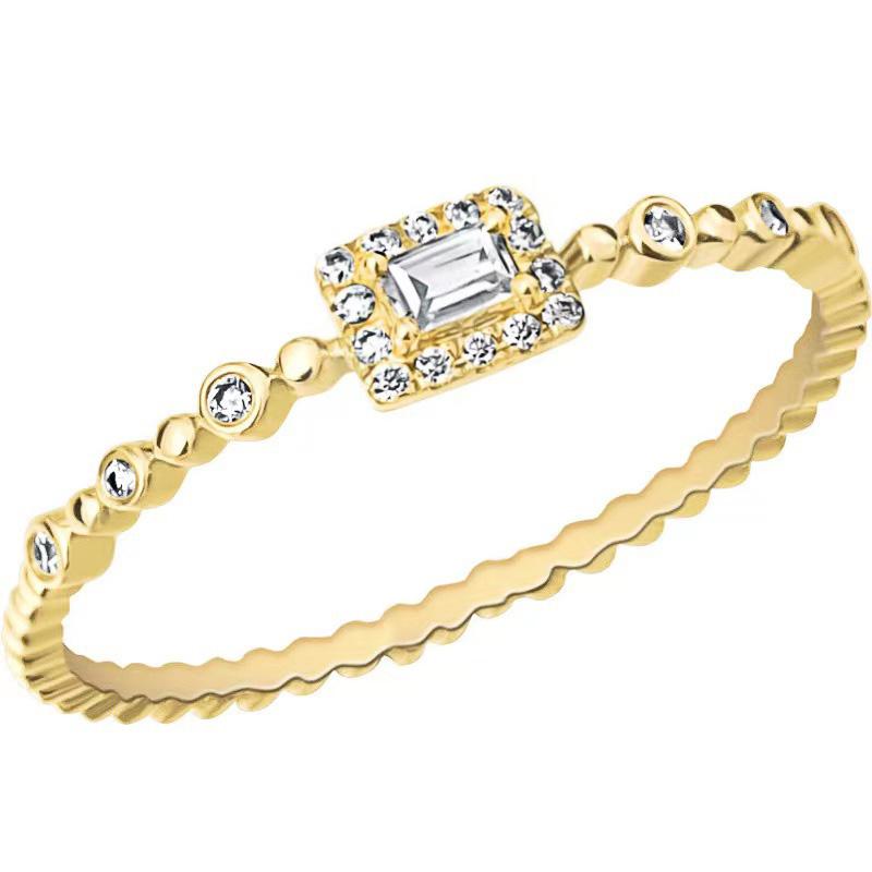 Прямоугольные кольца из кубического циркония золотого цвета Изысканные свадебные аксессуары для женщин Новые дизайнерские эффектные украшения