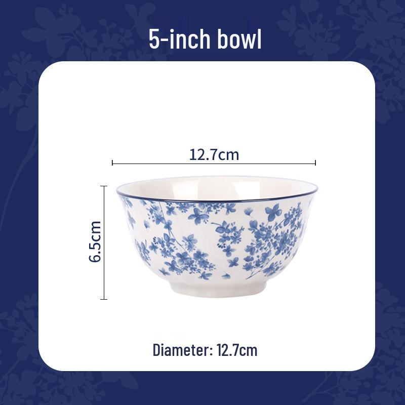 Shunxiang Jialan English Retro Ceramic Bowl & Plate Set - Underglaze Tableware for Soup & Rice.