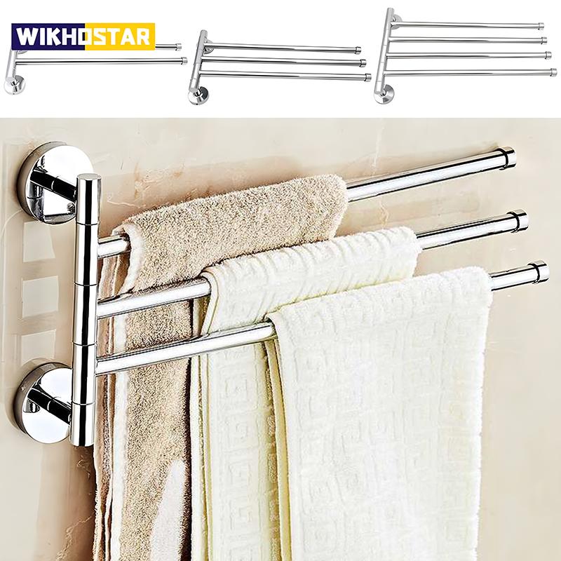 Stainless Steel Swivel 2/3/4 Towel Bar Towel Holder Bar Rail Hanger Rack Wall Mounted For Bathroom Kitchen Accessory