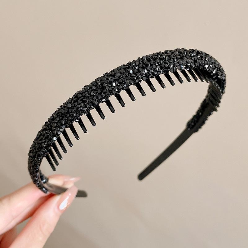 Элегантная бархатная зубчатая нескользящая повязка для волос и резинка для волос со стразами для женщин