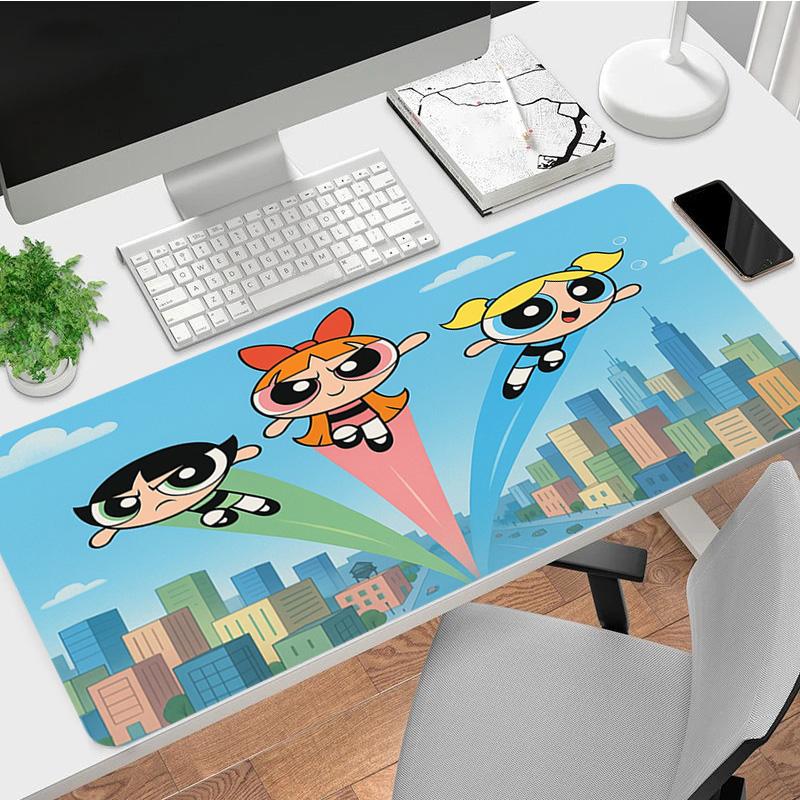Powerpuff Girls Xl Gaming Mouse Pad Nonslip Rubber Base Stitched Edge Waterproof Desk Mat For Pc Laptop Gamer Office Computer Accessories C929824