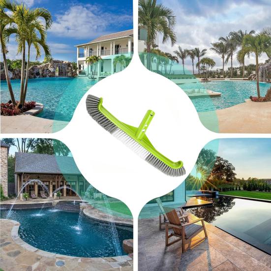 Щетка для чистки бассейна телескопическая с длинной ручкой и жесткой щетиной, универсальная щетка для плавательного бассейна