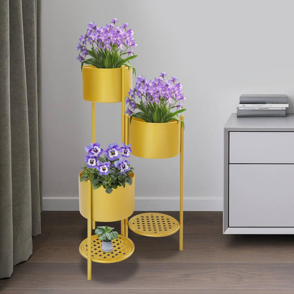 Золотая угловая подставка для растений для комнатных растений, высокая железная подставка для цветочных горшков в виде лестницы, 40x79,5 см - Прочная металлическая полка для растений