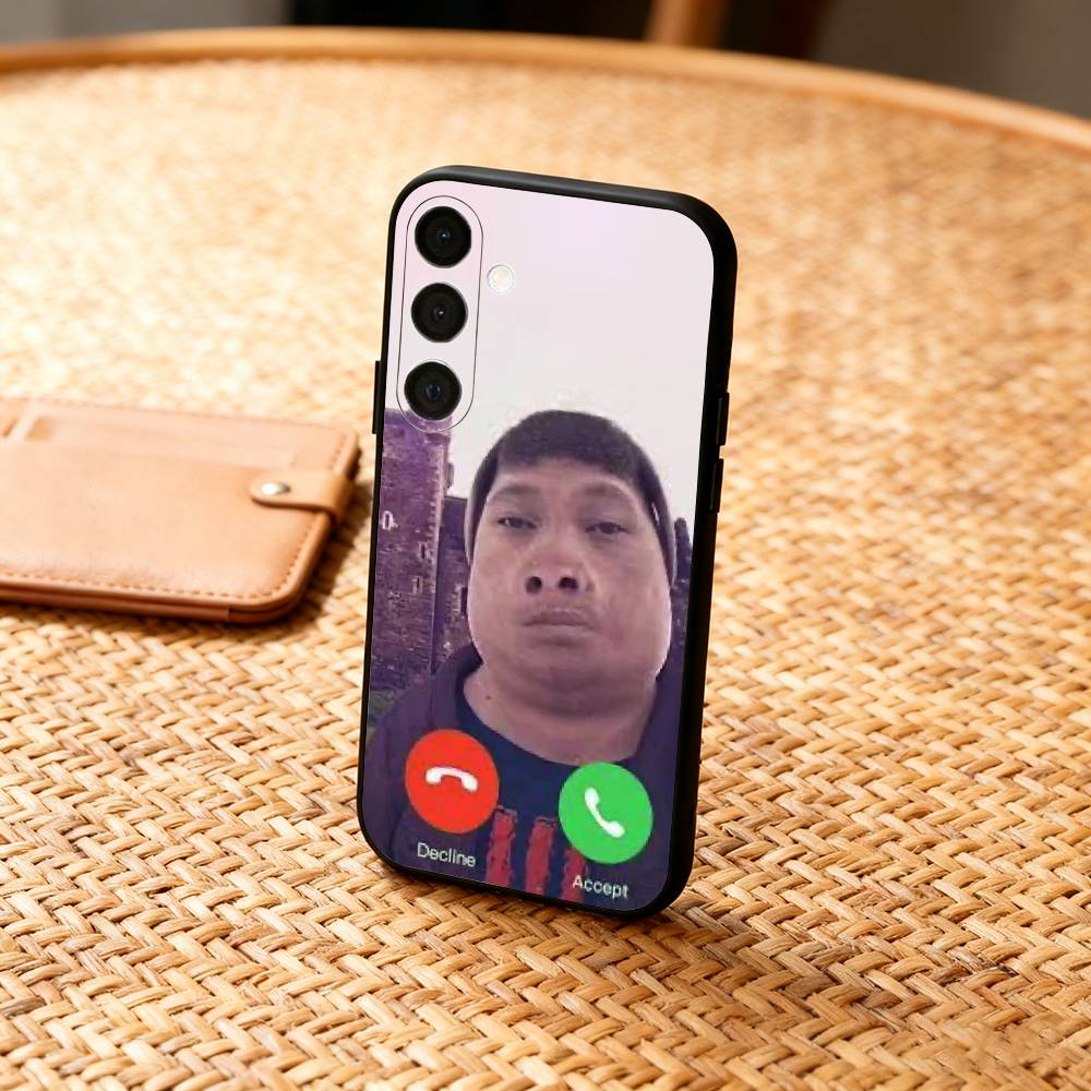 Интересный J-John Pork C-Calling Чехол для телефона с ответом на звонок для Samsung A73,72,71,A52,51,40,41,A22,A32,31,A13, Мягкий черный корпус
