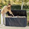 One Piece Outdoor Deck Box Cover - Black Premium Oxford Fabric - Compatible with most other deck boxes (cover only)