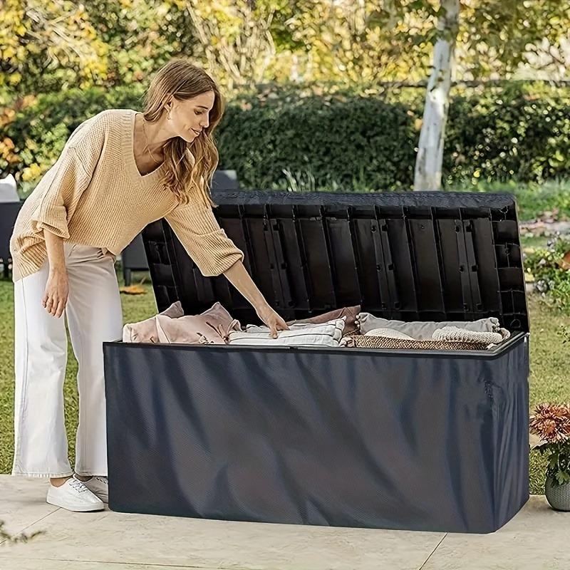 One Piece Outdoor Deck Box Cover - Black Premium Oxford Fabric - Compatible with most other deck boxes (cover only)