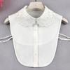 Fashion Summer Fake Collar for Women Round Flower Embroidered Chiffon White Solid Shirt False Collar Ladies Detachable Collar