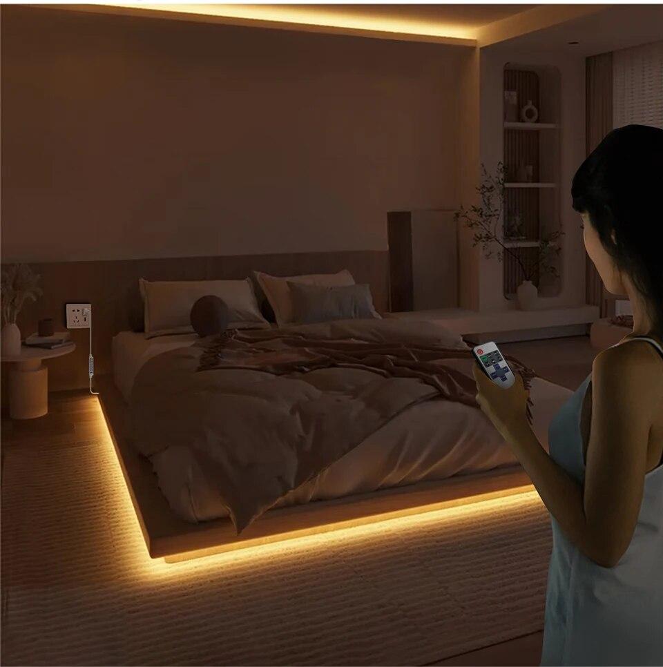 5V USB LED Neon Light Strip Touch Sensor Dimmable Flexible Neon Sign Tape 120LED With Wireless Remote Control Ribbon Room Decor