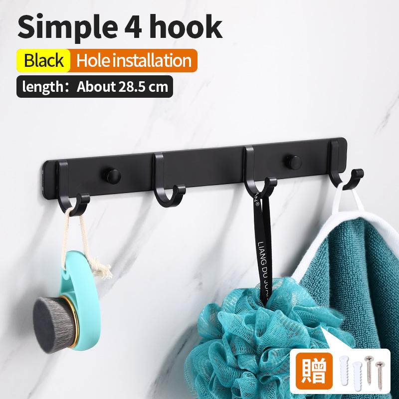 Черный крючок для халата для ванной комнаты, кухни, дома, настенный, креативный, для двери, пальто, одежды, полотенец, держатель для ключей, вешалка, хранение 3, 4, 5, 6 крючков