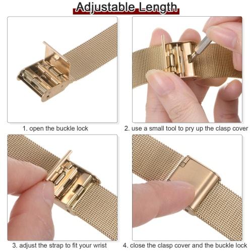 uxcell 316L Stainless Steel Mesh Watch Band, 24mm Quick Release Adjustable Metal Watch Strap for Men and Women, Black