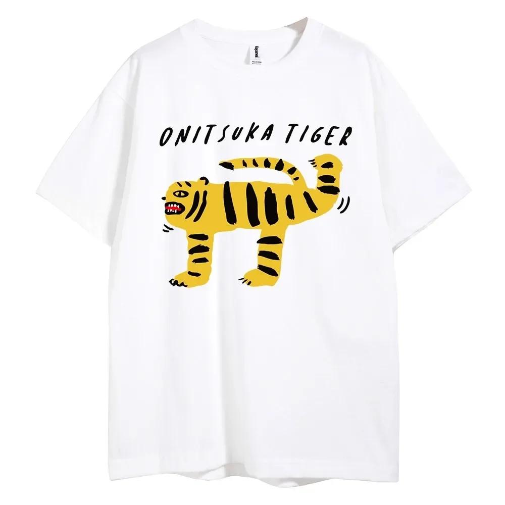 Унисекс унисекс Onitsuka Tiger Cartoon женская футболка с принтом женская Harajuku Funny футболка Y2k Graphic Top Tees женская одежда