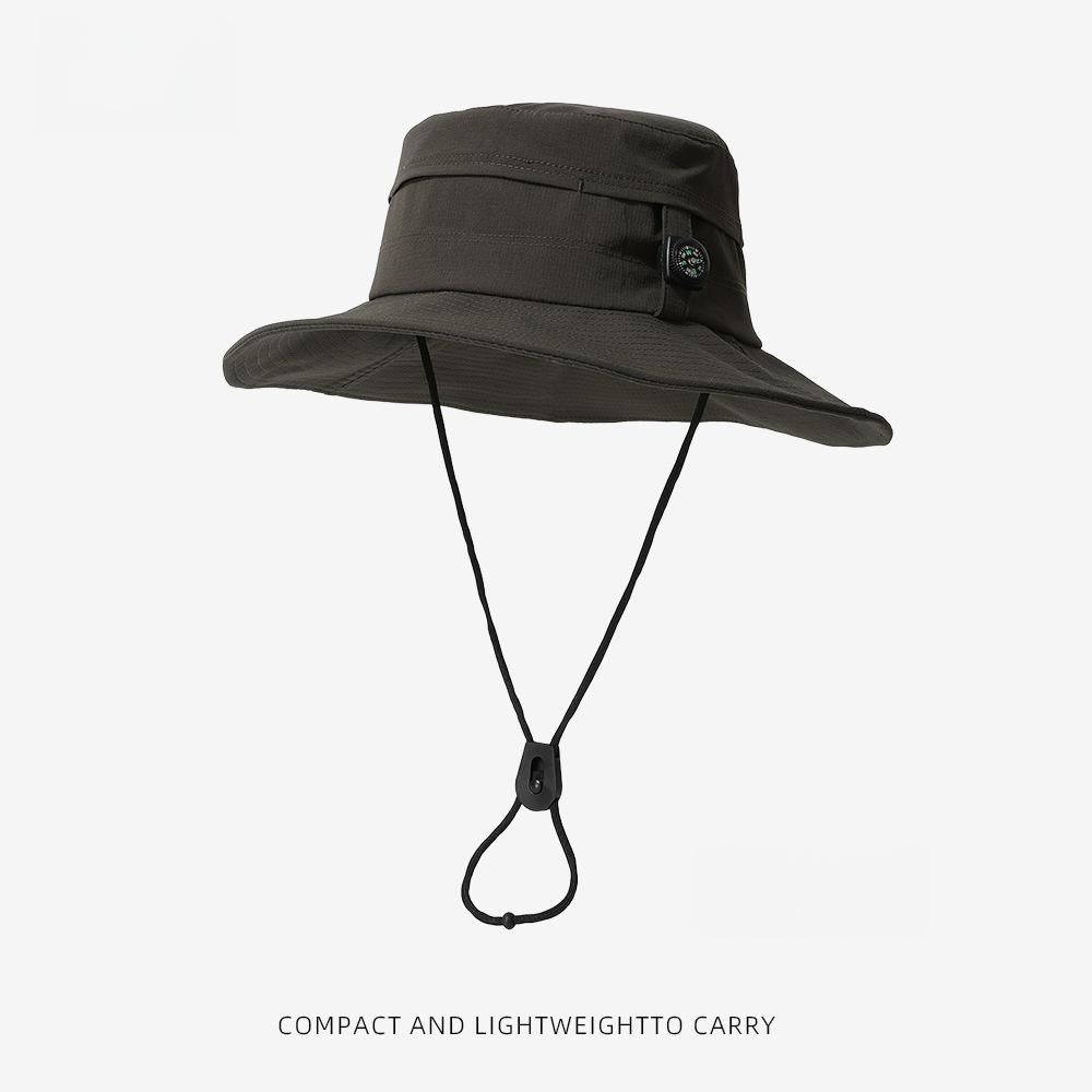 Outdoor Fishing Hat with Compass Wide Brim Sun Protection Boonie Hat Lightweight Breathable Safari Summer Cap for Men Women