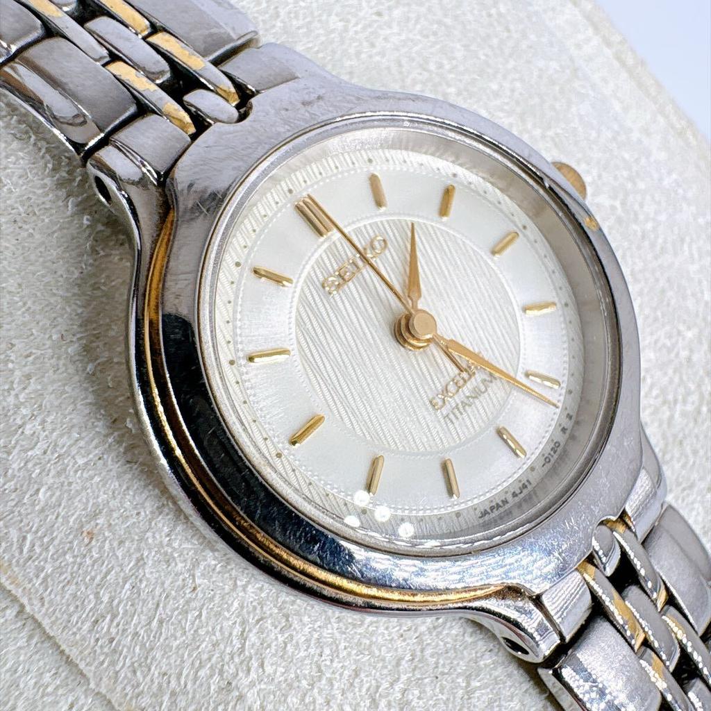 SEIKO Батарейка Exceline Титан Кварц Сапфировое Стекло Новые Замененные/Женские Часы, Двухцветные, Гипоаллергенные