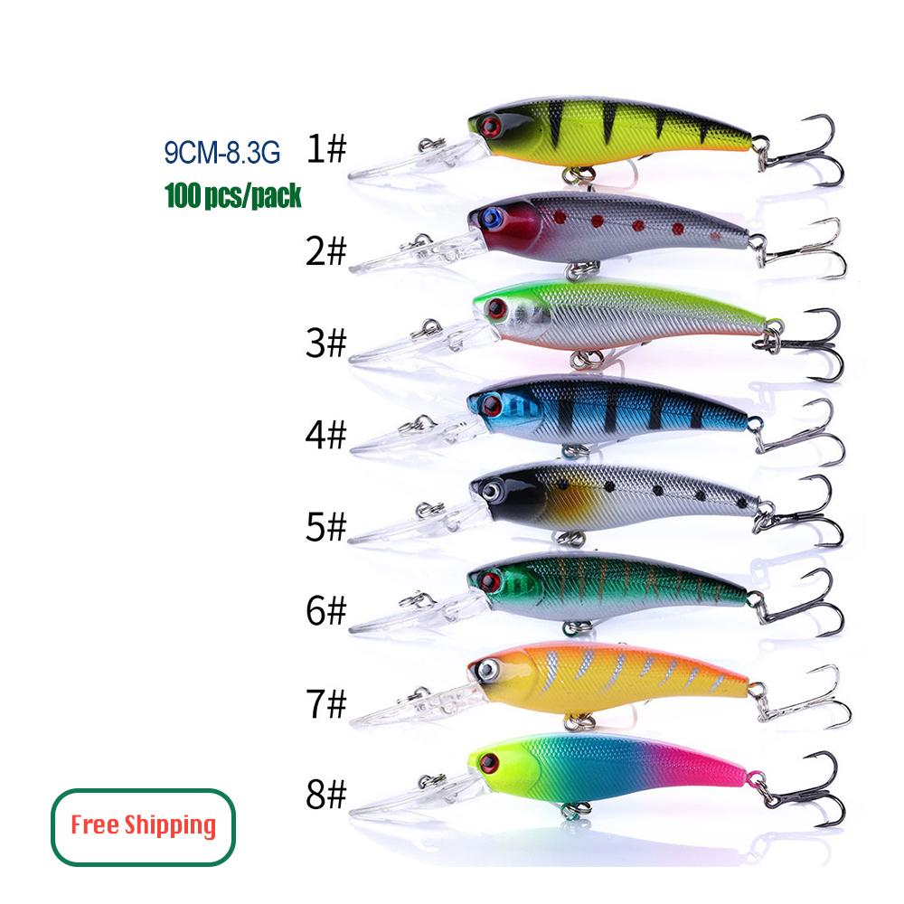 100PCS Factory Price Free Shipping Plastic & Metal River Minnow Hard Lures Fishing Bait
