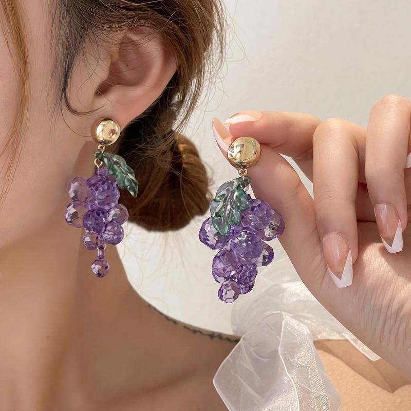925 Silver Needle Purple Grape Earrings - Cute, Fashionable, and Stylish Earrings for Women