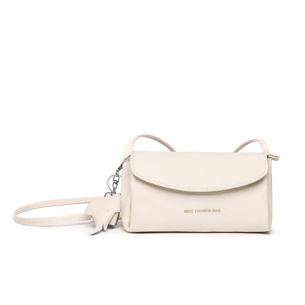 Genuine Leather Women'S Bags Are Simple And Fashionable, Lychee Pattern Single Shoulder Messenger Bag, First Layer Cowhide Small Square Bag Tide