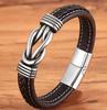 2026 High Quality Infinity Knot Leather Wristband Bracelet Pulsera Stainless Steel Magnetic Clasp Braided Leather Bracelet