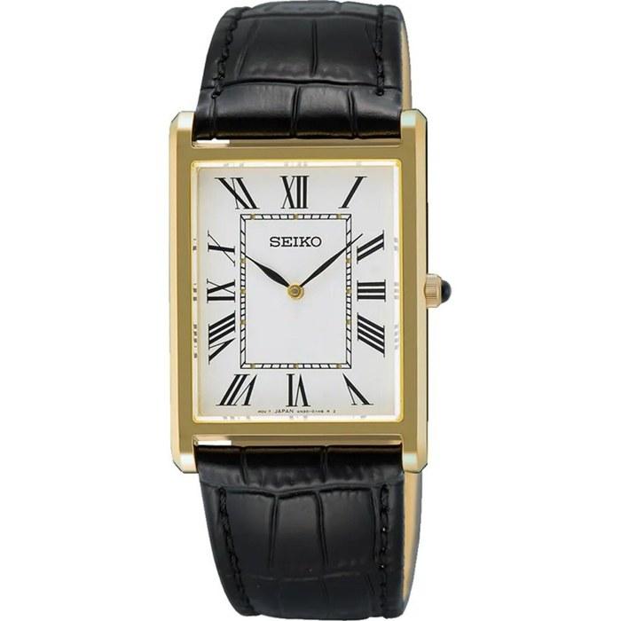 Seiko Classic Dress (27.2mm) White Dial/Black Leather Strap SWR104P1 Black/White