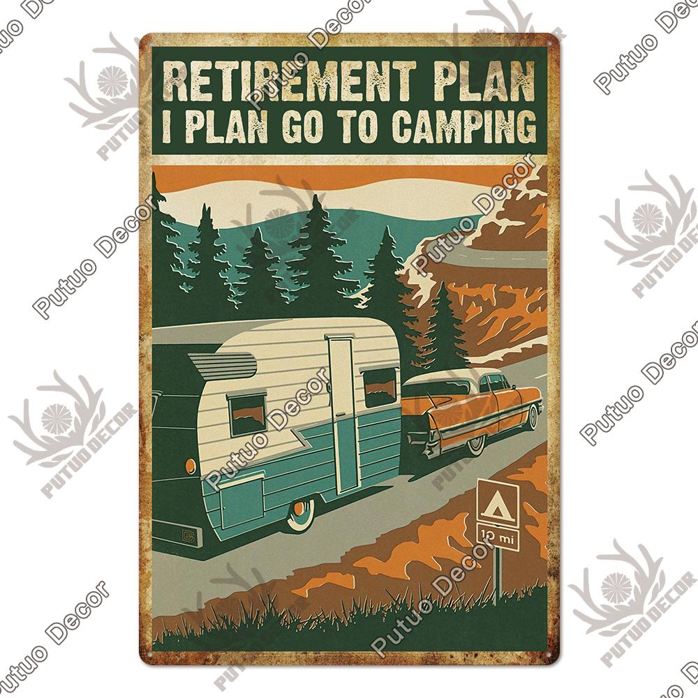 Decor Camping Tin Sign Vintage Plaque Metal Plate Retro Posters Wall Art Decor for Trip Car Home Living Room Unique Gift