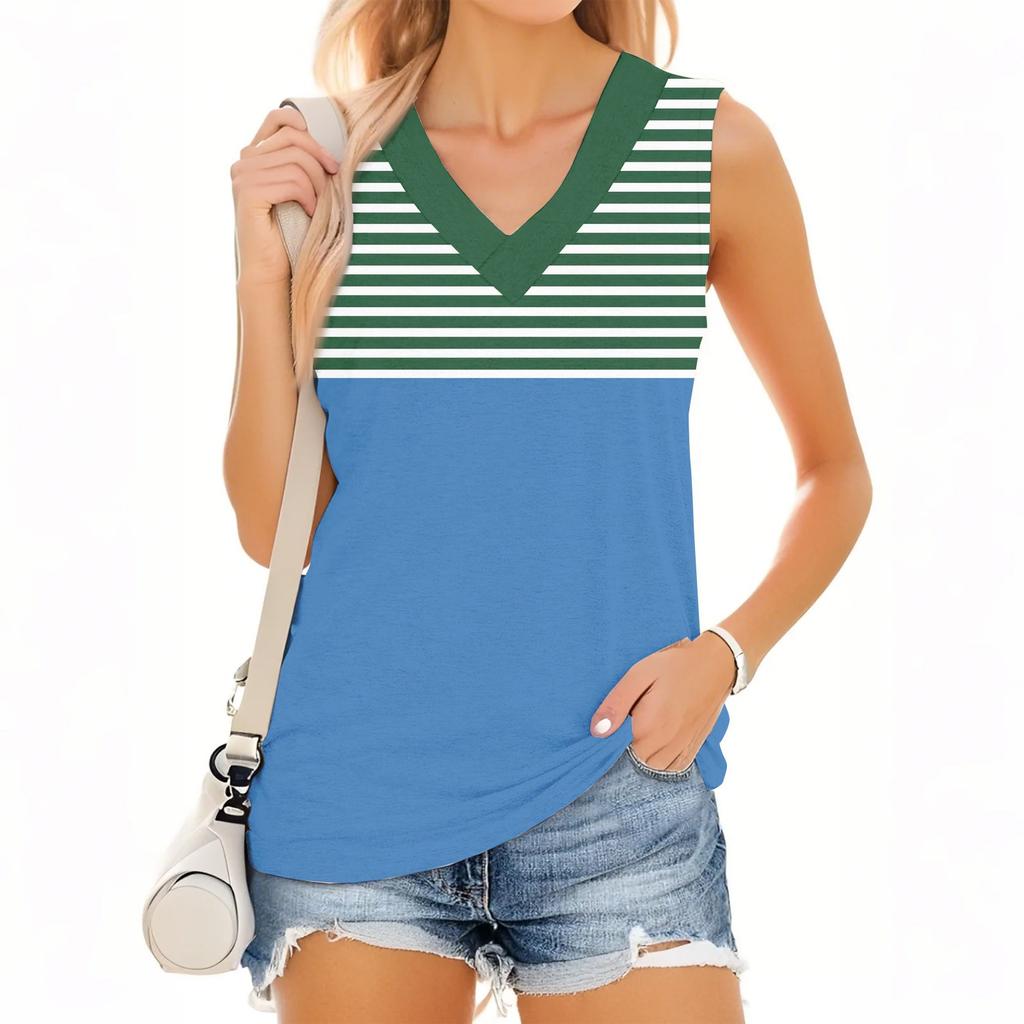 Women's Fashion Casual Daily Versatile Striped Texture Slim Fit Summer Vest Top