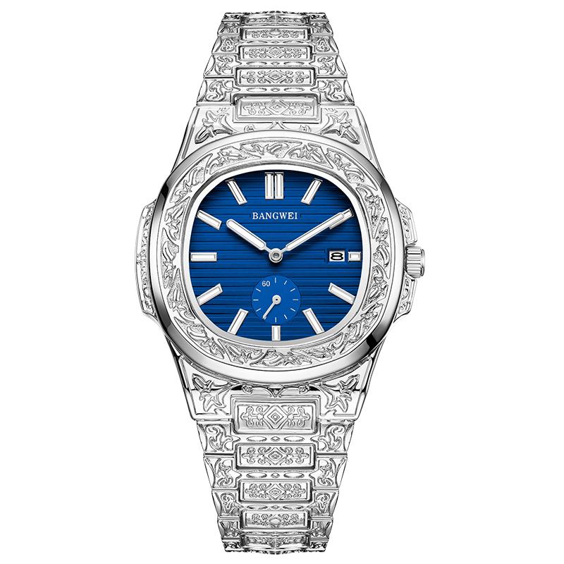 LIGE New Men Watches BANGWEI Brand Fashion Casual Quartz Wristwatches Waterproof Steel Strap Mens Watch