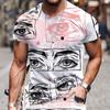 Men's T-Shirt Summer Casual 3D Print Tops Solid Color Short Sleeve Men's T-Shirt Pullover