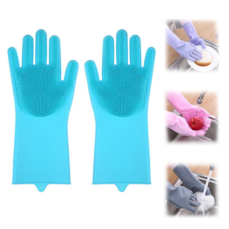 Multifunction Pet Bathing Gloves Silicone Anti-slip Dishwashing Cleaning Glove Suitable For Household Sponge Brush Cleaning Tool
