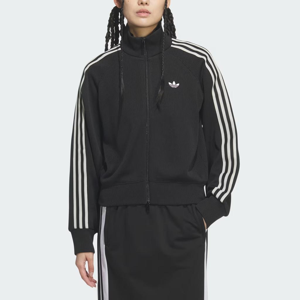 adidas Спортивная куртка Originals Track Top Knit Balloon Zip Stand Collar Striped Loose Long Sleeve Jacket Women jackets KQ5488