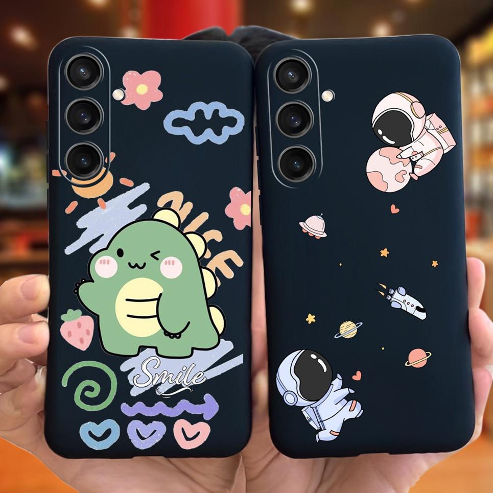 Для Чехла Funda Samsung A35 5G Case SM-A356E Пара Любовь Сердце Цветок Кошка Рисунок Задняя Крышка Для Samsung Galaxy A35 5G Etui