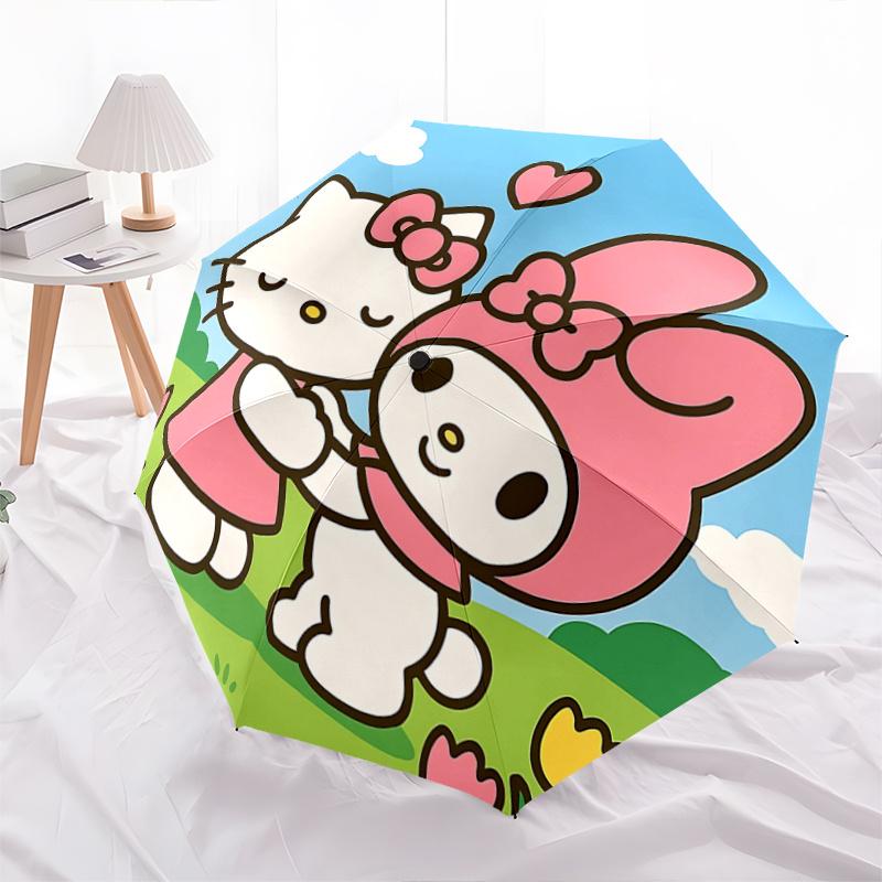 1pc Hello Kitty & My Melody Outdoor Umbrella - Automatic Opening/Closing Umbrella with Foldable Design, Iron Frame, Suitable for Fans, Travelers, Dail
